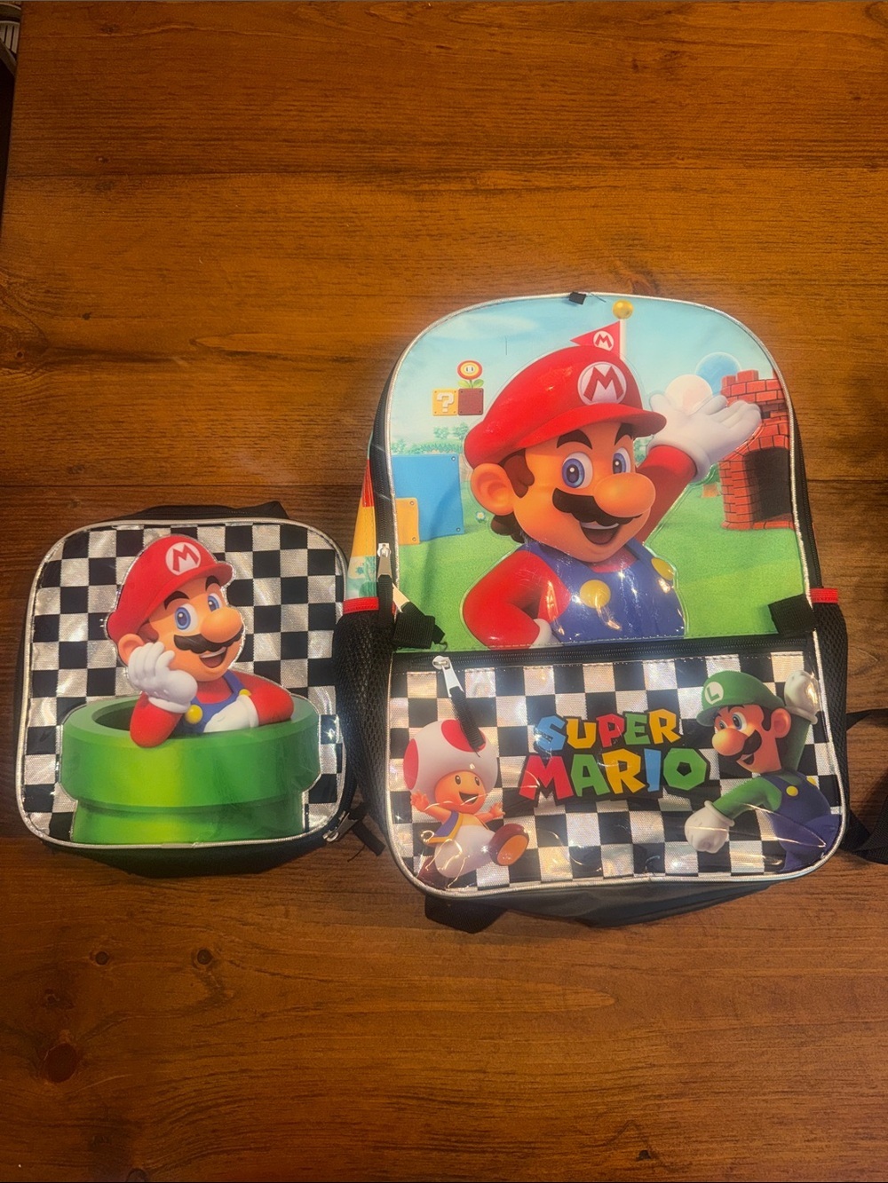 Nintendo Super Mario Kids Backpack Set - Blue, Red, Black